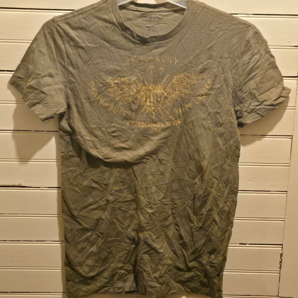 Denim & Supply Ralph Lauren T-Shirt Mens S Olive Graphic New York City Cotton